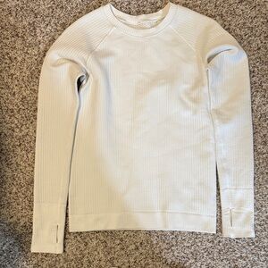 White Textured Long Sleeve Sweater